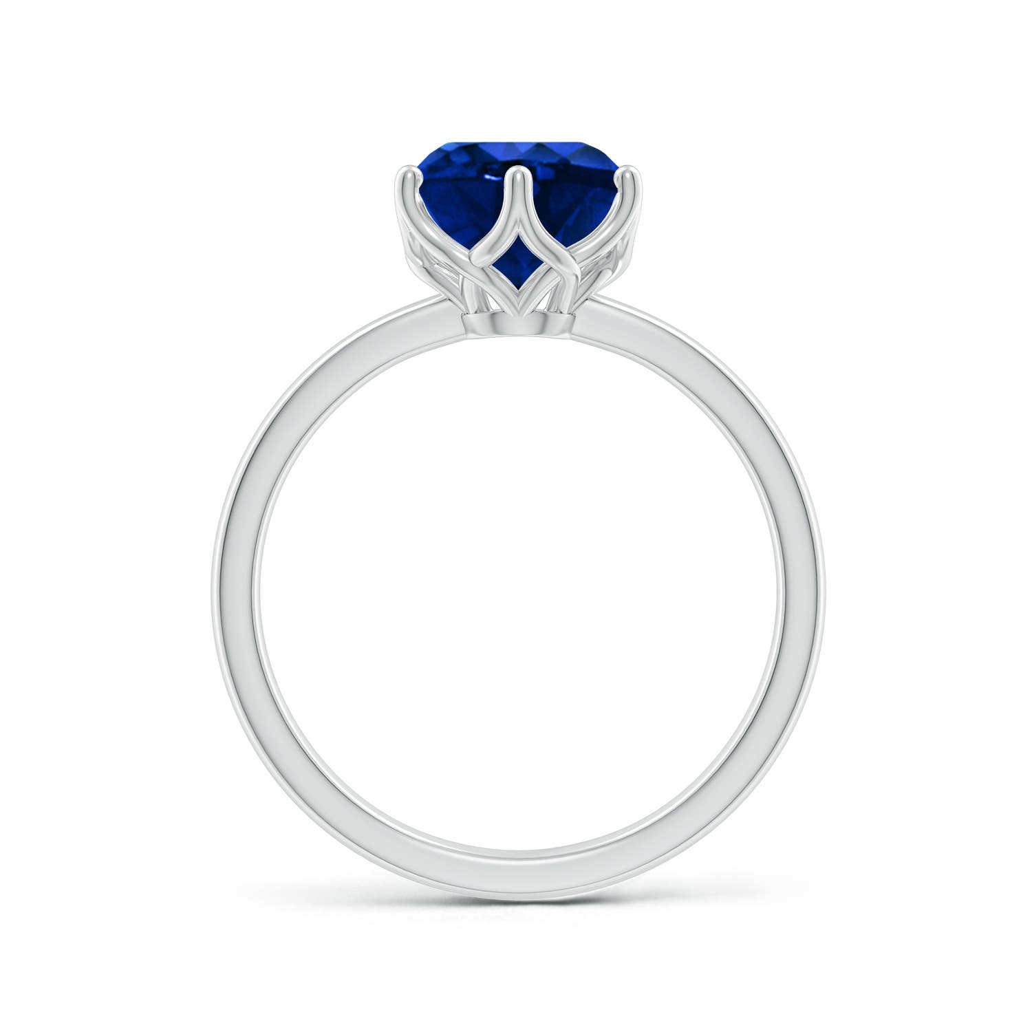 8mm AAAA Round Blue Sapphire Solitaire Classic Engagement Ring in White Gold