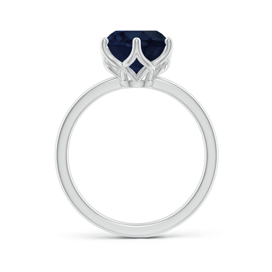 9mm A Round Blue Sapphire Solitaire Classic Engagement Ring in White Gold side 199