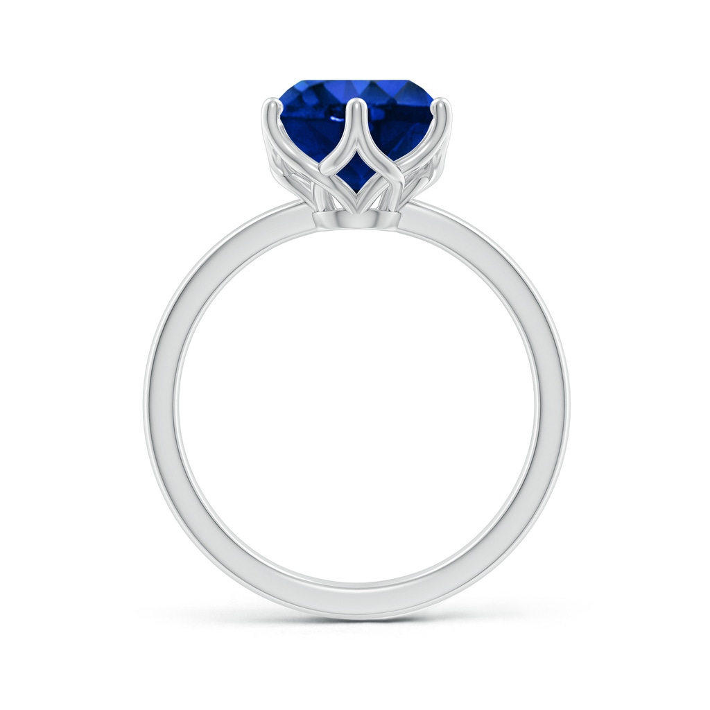9mm Lab-Grown Round Blue Sapphire Solitaire Classic Engagement Ring in 18K White Gold - side 199