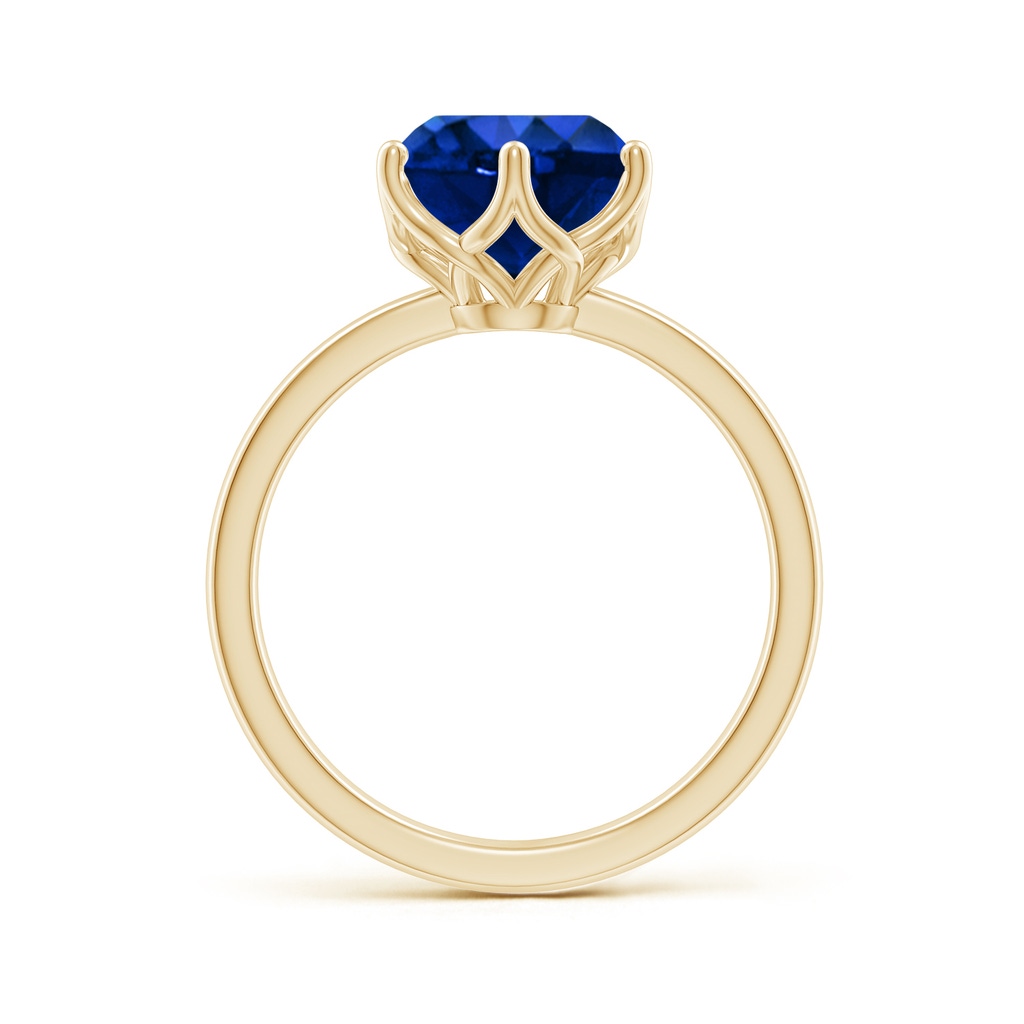 9mm Lab-Grown Round Blue Sapphire Solitaire Classic Engagement Ring in 18K Yellow Gold - side 199