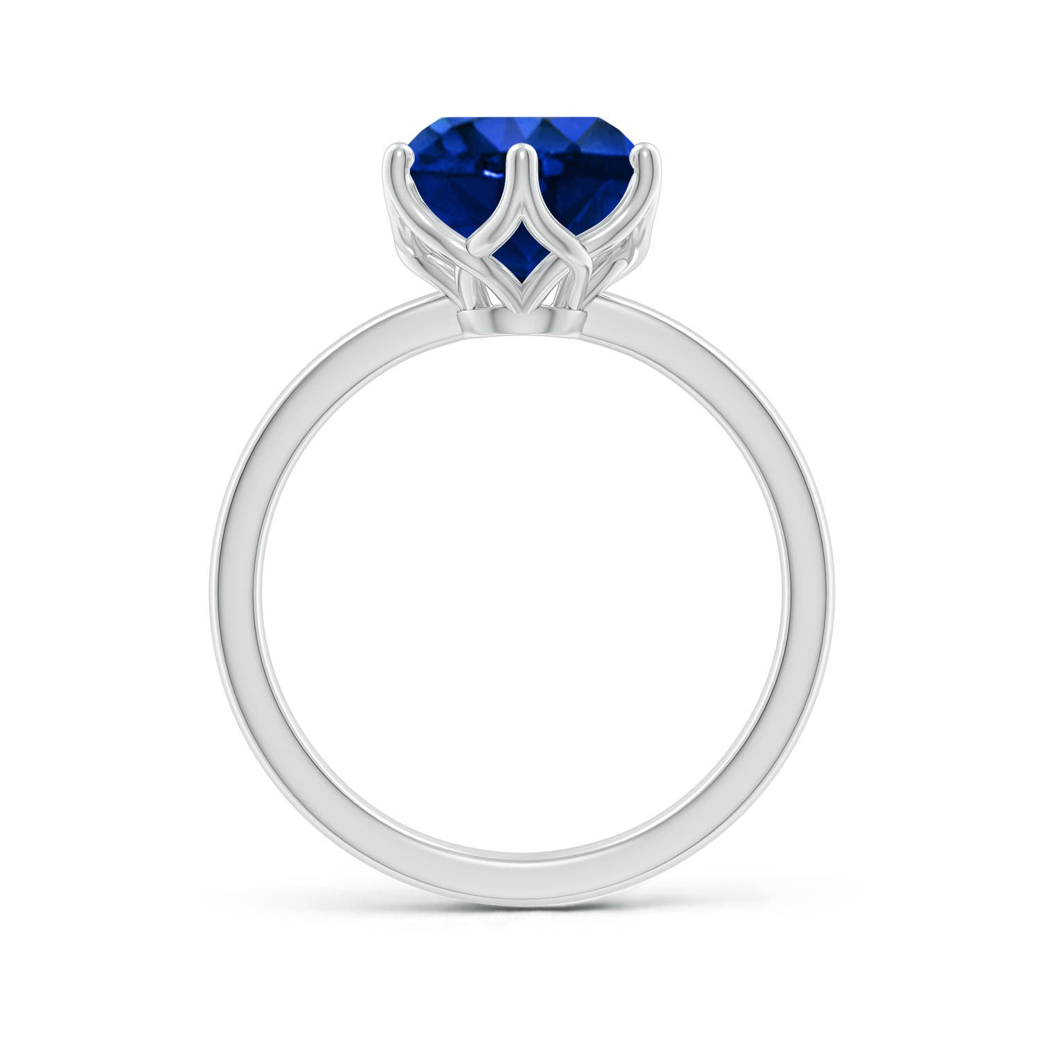 9mm AAAA Round Blue Sapphire Solitaire Classic Engagement Ring in White Gold