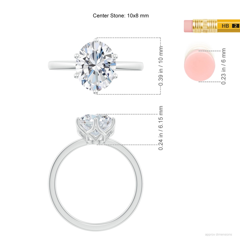 10x8mm GVS2 Oval Diamond Solitaire Classic Engagement Ring in P950 Platinum ruler