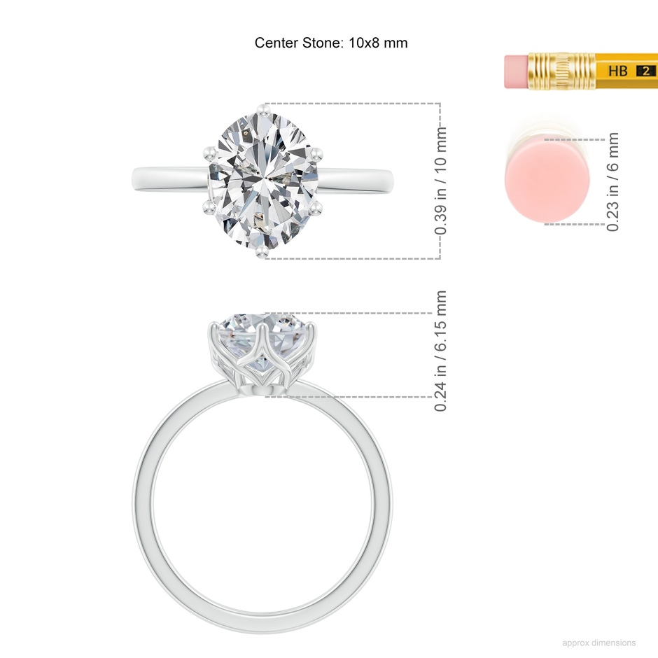 10x8mm HSI2 Oval Diamond Solitaire Classic Engagement Ring in P950 Platinum ruler