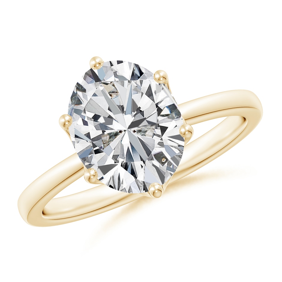 10x8mm HSI2 Oval Diamond Solitaire Classic Engagement Ring in Yellow Gold 