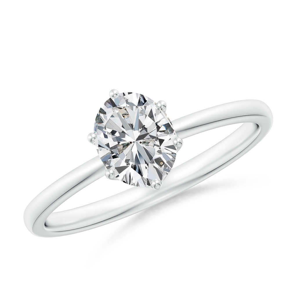 7x5mm HSI2 Oval Diamond Solitaire Classic Engagement Ring in White Gold