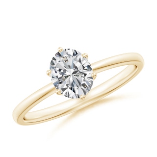 7x5mm HSI2 Oval Diamond Solitaire Classic Engagement Ring in Yellow Gold