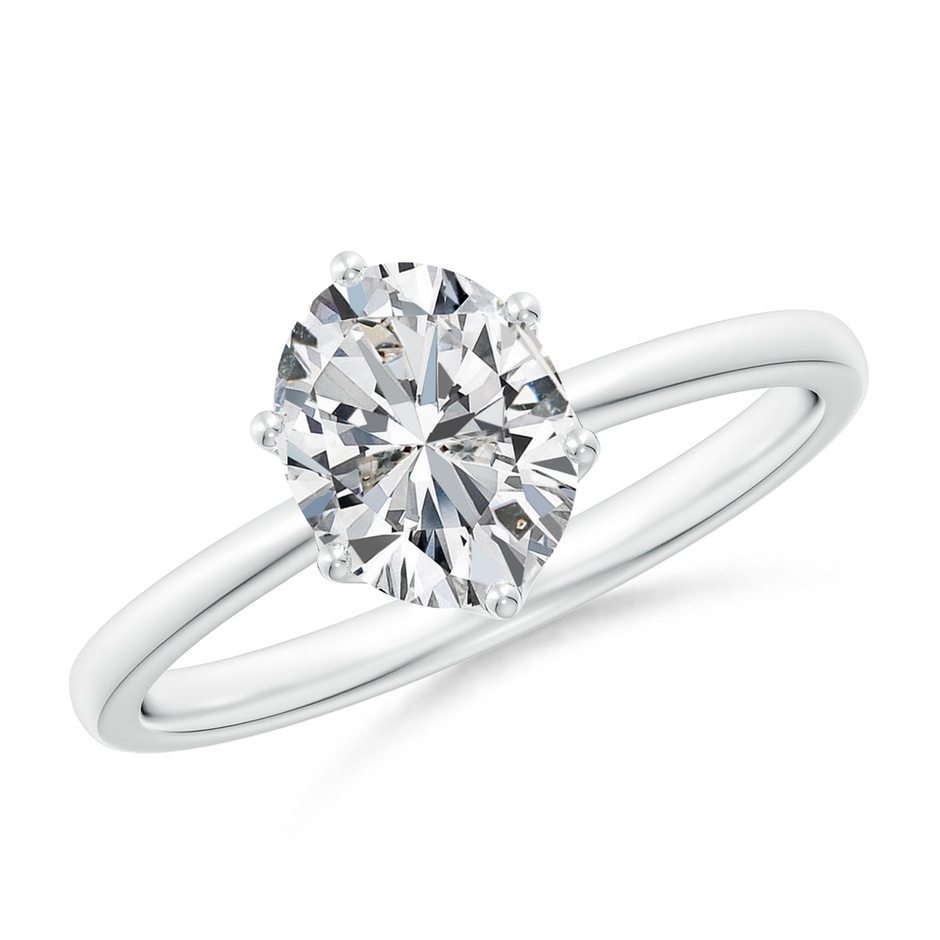 8x6mm HSI2 Oval Diamond Solitaire Classic Engagement Ring in White Gold 