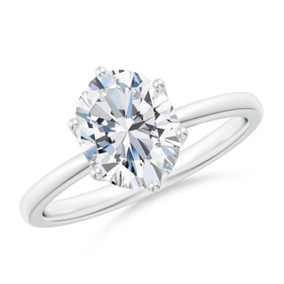9x7mm GVS2 Oval Diamond Solitaire Classic Engagement Ring in 18K White Gold