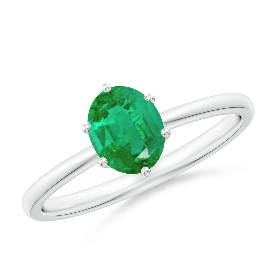 7x5mm AA Oval Emerald Solitaire Classic Engagement Ring in P950 Platinum 