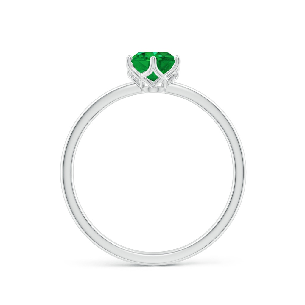 7x5mm AAA Oval Emerald Solitaire Classic Engagement Ring in White Gold - side 199