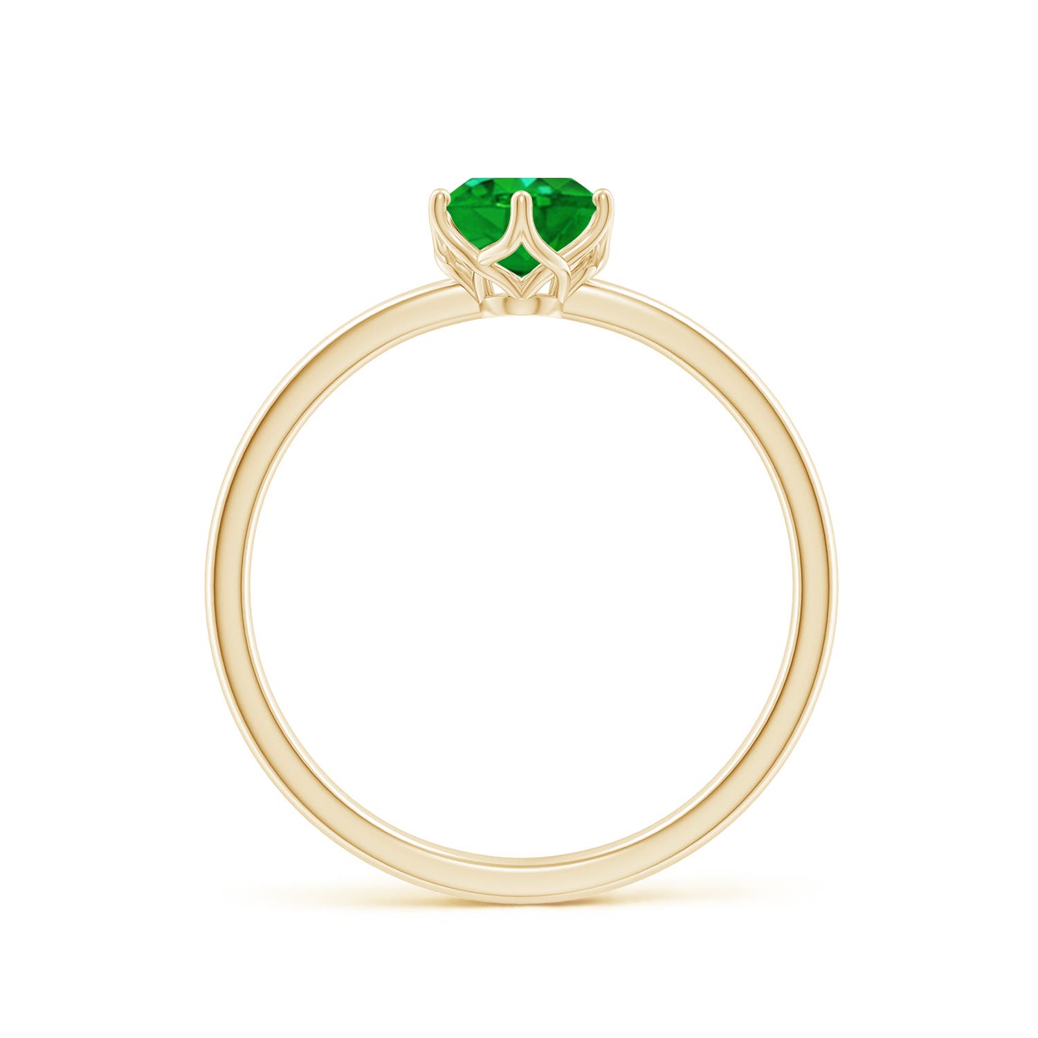 7x5mm AAAA Oval Emerald Solitaire Classic Engagement Ring in Yellow Gold