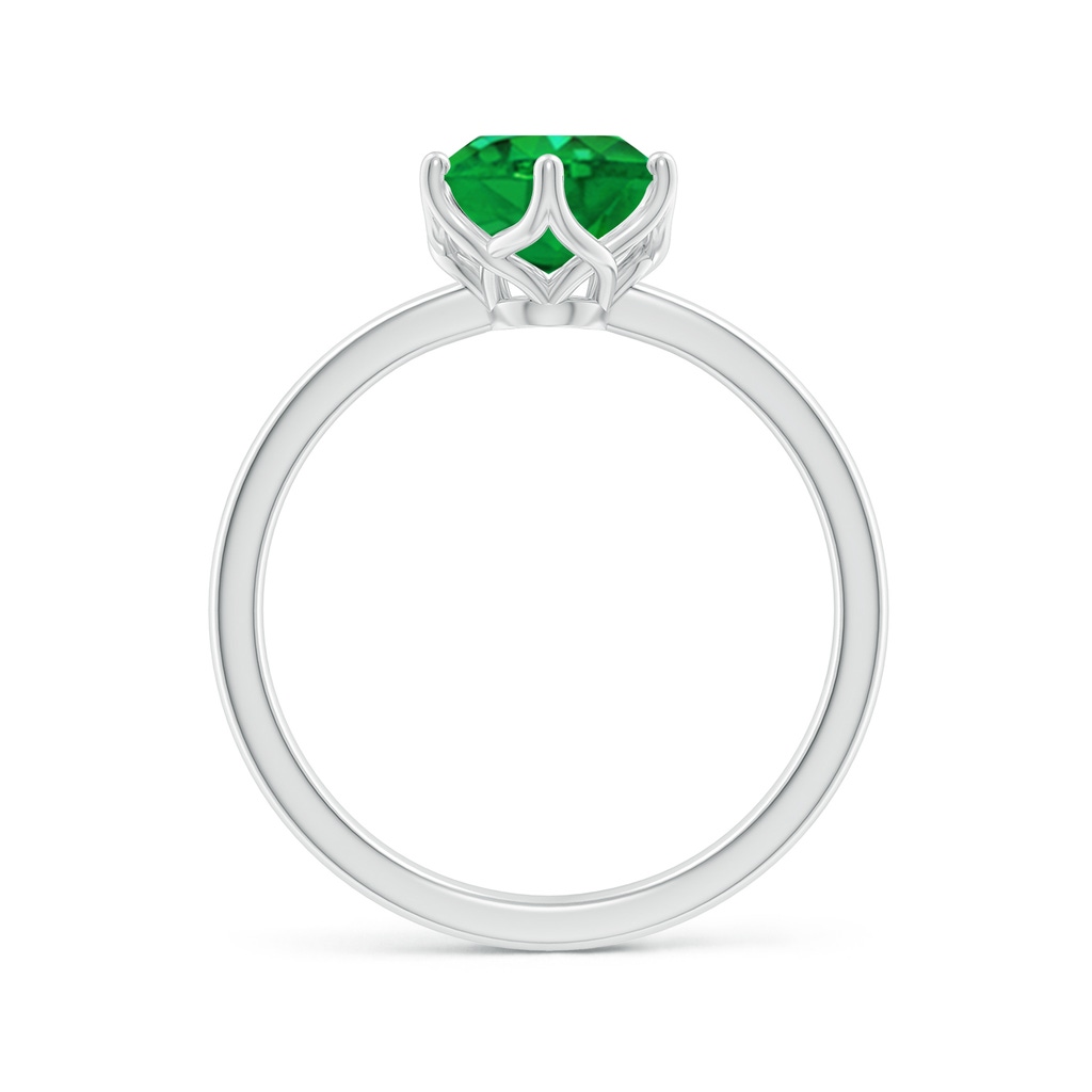9x7mm AAA Oval Emerald Solitaire Classic Engagement Ring in White Gold - side 199