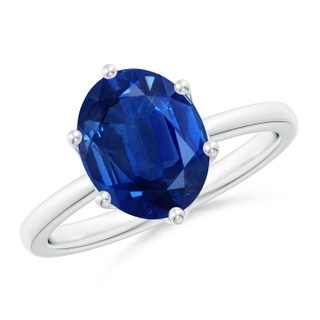 10x8mm AAA Oval Blue Sapphire Solitaire Classic Engagement Ring in P950 Platinum