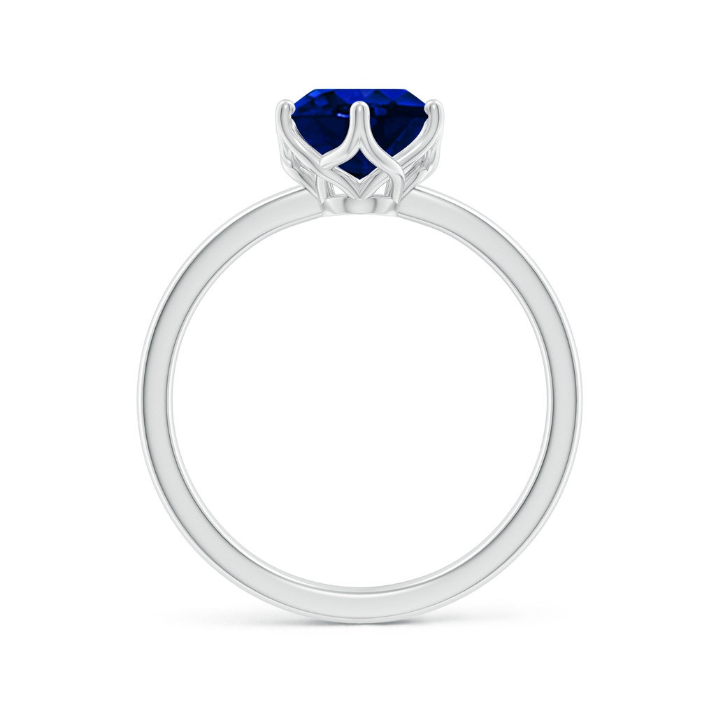9x7mm Lab-Grown Oval Blue Sapphire Solitaire Classic Engagement Ring in White Gold - side 199