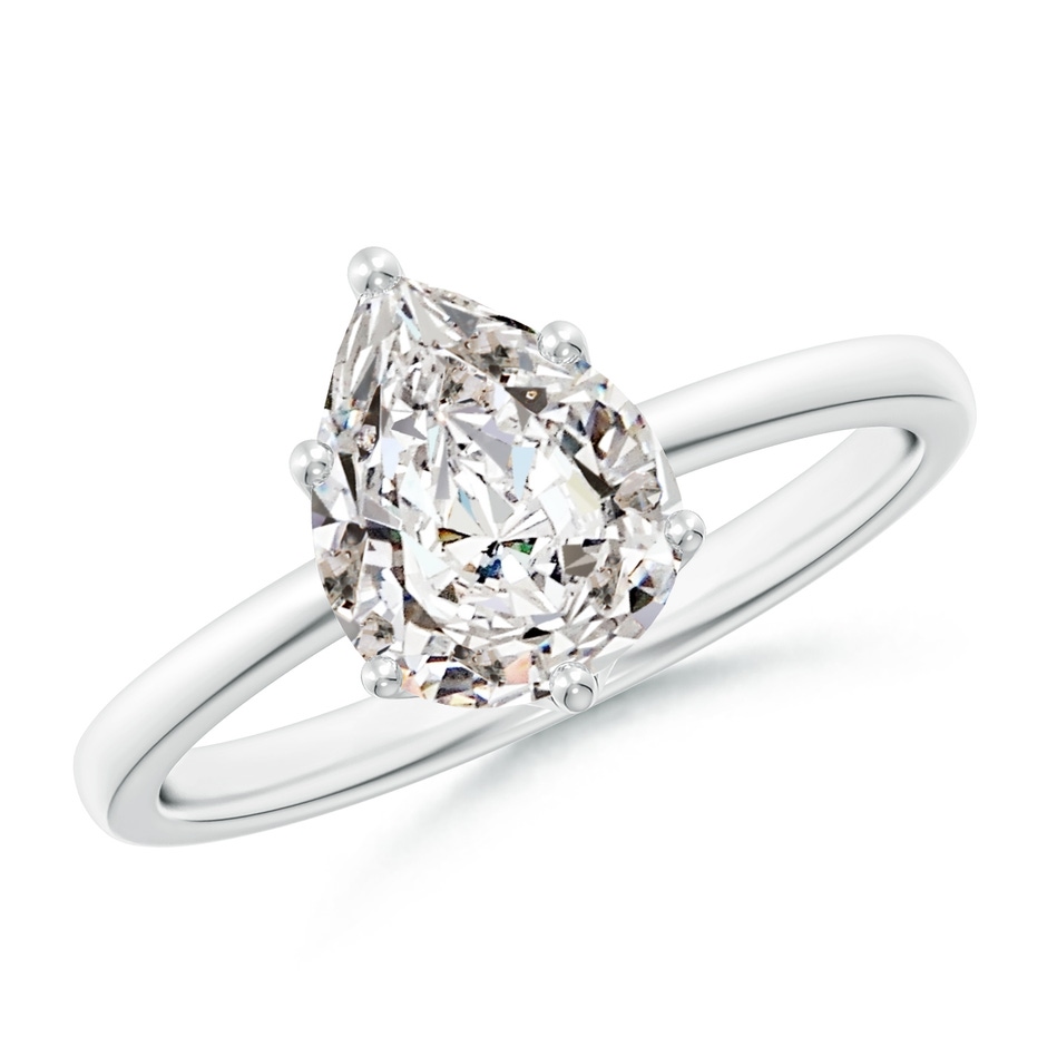 9x7mm IJI1I2 Pear-Shaped Diamond Solitaire Classic Engagement Ring in White Gold 