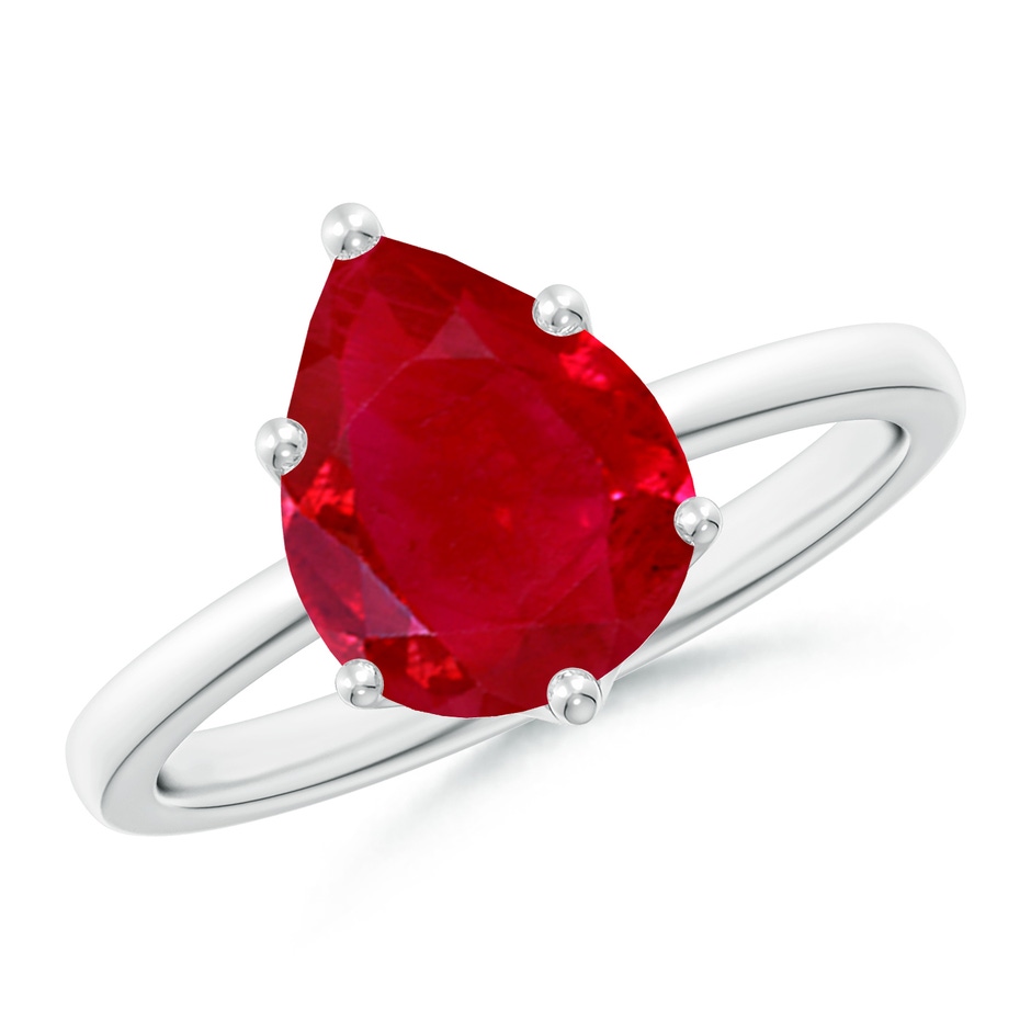 10x8mm AAA Pear-Shaped Ruby Solitaire Classic Engagement Ring in P950 Platinum 