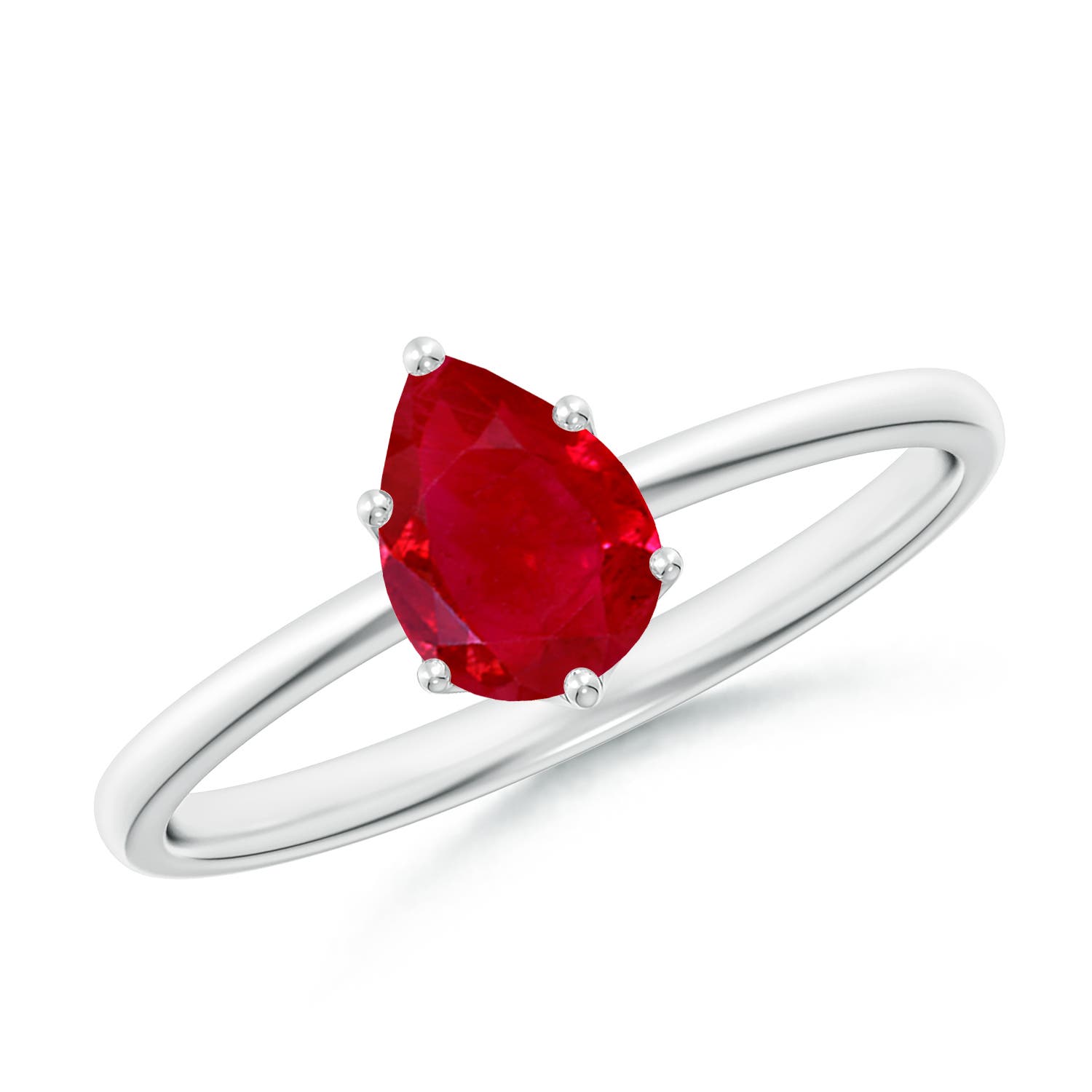 7x5mm AAA Pear-Shaped Ruby Solitaire Classic Engagement Ring in White Gold