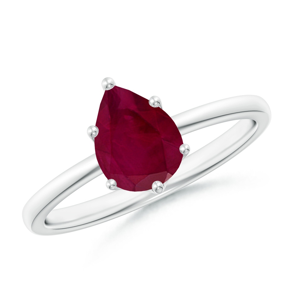 8x6mm A Pear-Shaped Ruby Solitaire Classic Engagement Ring in P950 Platinum 
