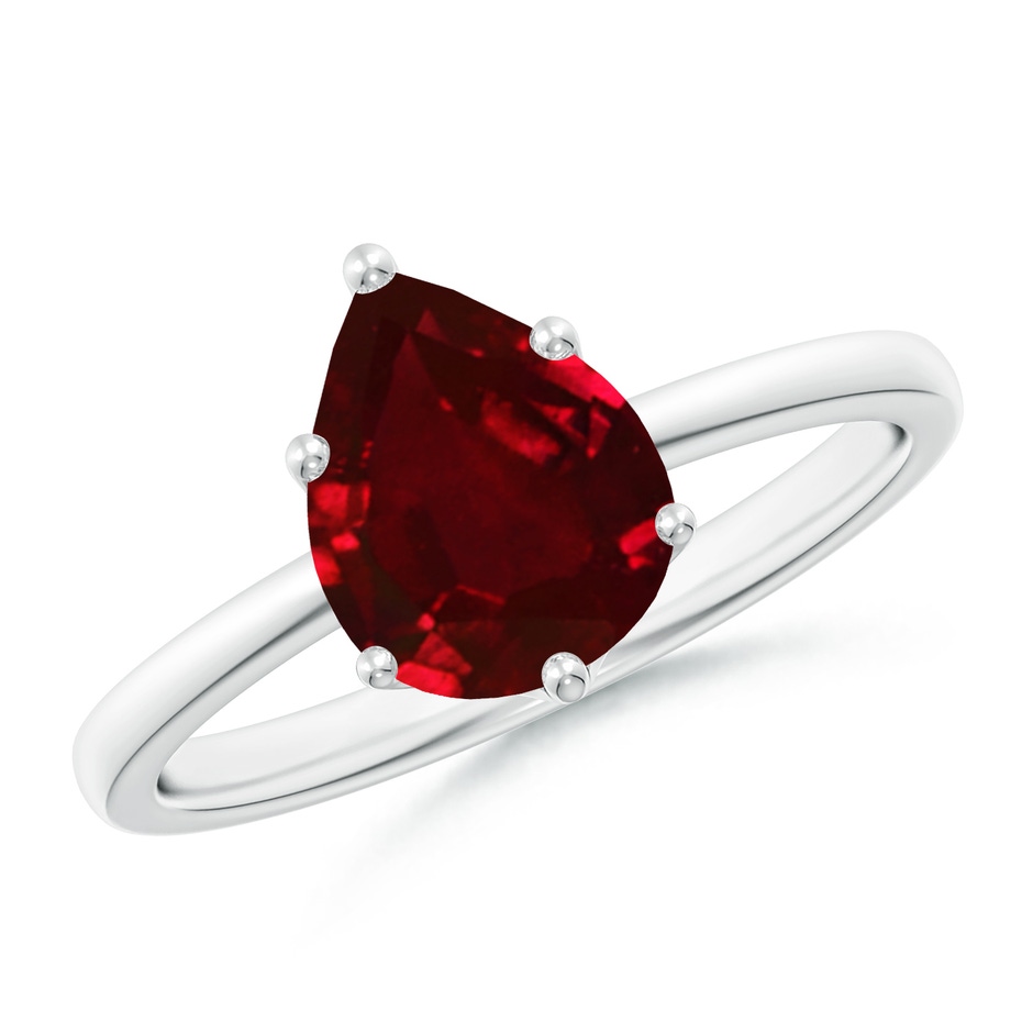 9x7mm AAAA Pear-Shaped Ruby Solitaire Classic Engagement Ring in P950 Platinum 