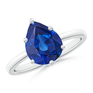 10x8mm AAA Pear-Shaped Blue Sapphire Solitaire Classic Engagement Ring in P950 Platinum