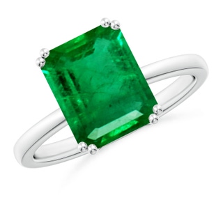 10x8mm AAA Emerald-Cut Emerald Solitaire Classic Engagement Ring in 18K White Gold