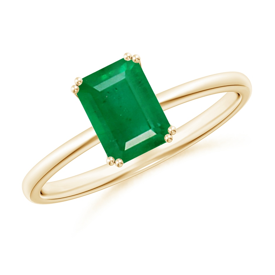 7x5mm AA Emerald-Cut Emerald Solitaire Classic Engagement Ring in Yellow Gold 