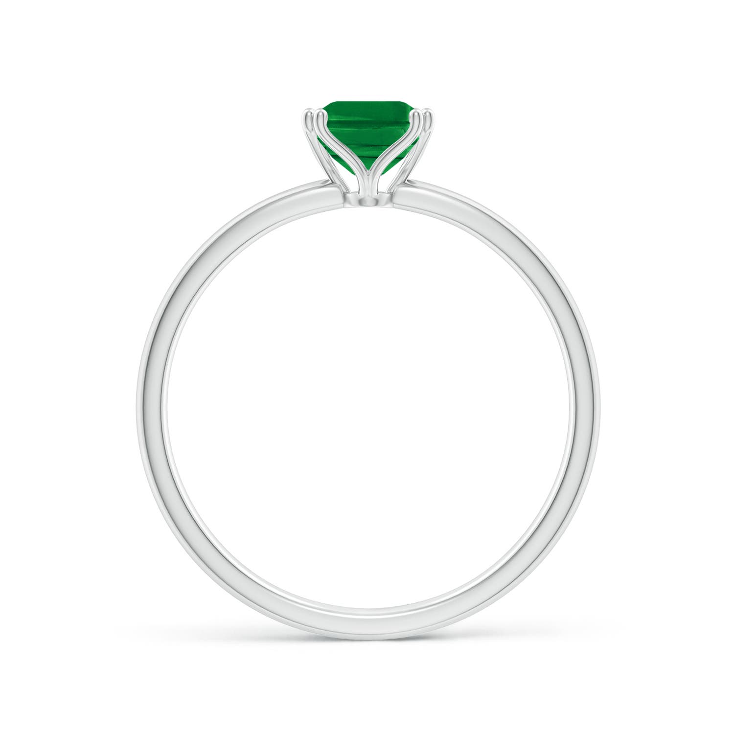 7x5mm AAA Emerald-Cut Emerald Solitaire Classic Engagement Ring in White Gold - side 2
