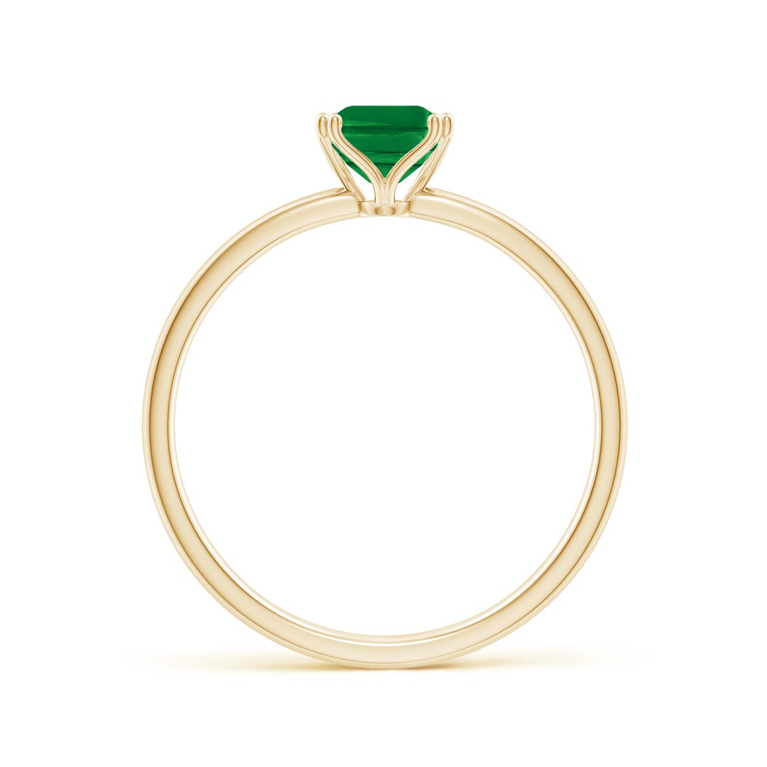 7x5mm AAA Emerald-Cut Emerald Solitaire Classic Engagement Ring in Yellow Gold - side 2