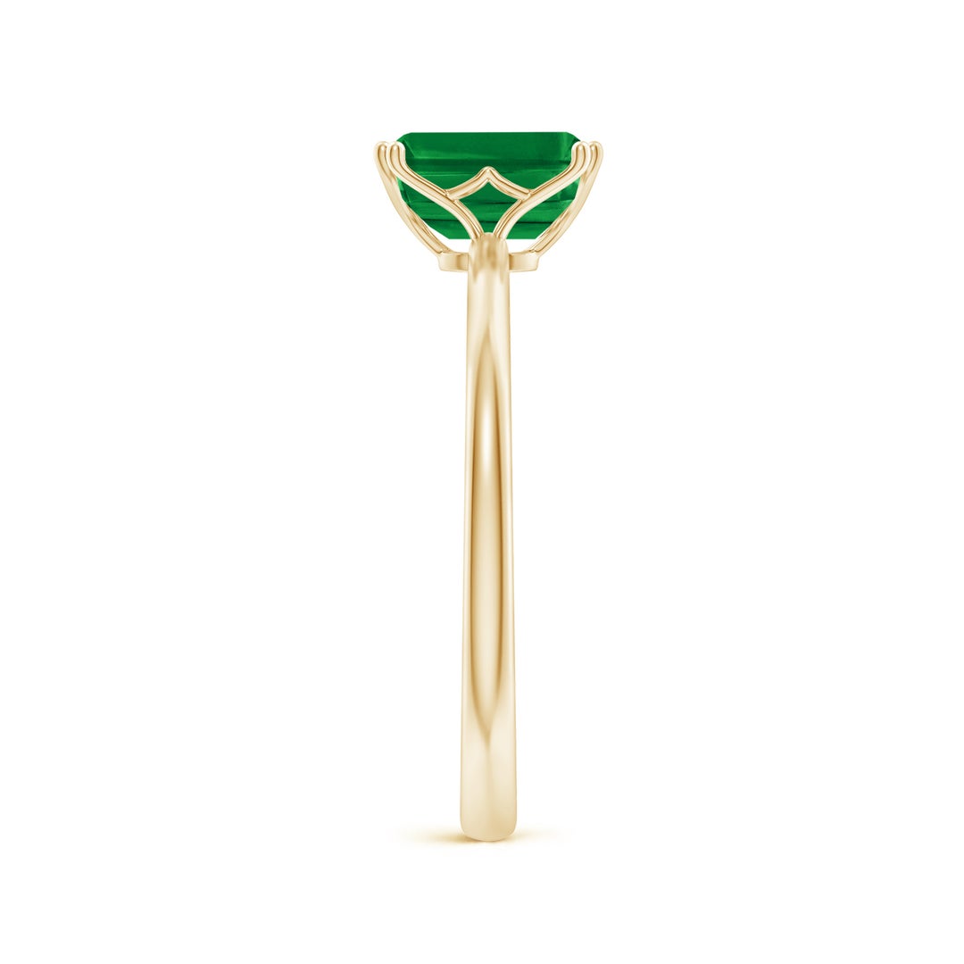 7x5mm AAA Emerald-Cut Emerald Solitaire Classic Engagement Ring in Yellow Gold - side 3