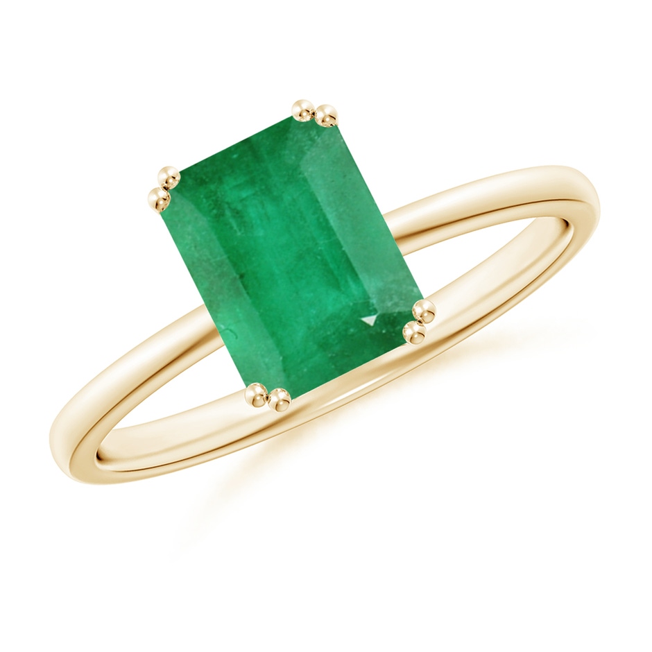 8x6mm A Emerald-Cut Emerald Solitaire Classic Engagement Ring in Yellow Gold 