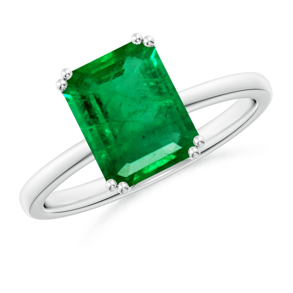 9x7mm AAA Emerald-Cut Emerald Solitaire Classic Engagement Ring in White Gold