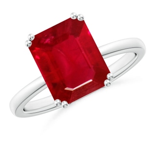 10x8mm AAA Emerald-Cut Ruby Solitaire Classic Engagement Ring in P950 Platinum