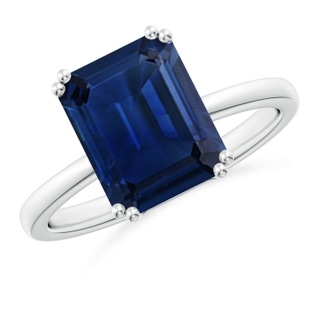 10x8mm AAA Emerald-Cut Blue Sapphire Solitaire Classic Engagement Ring in P950 Platinum