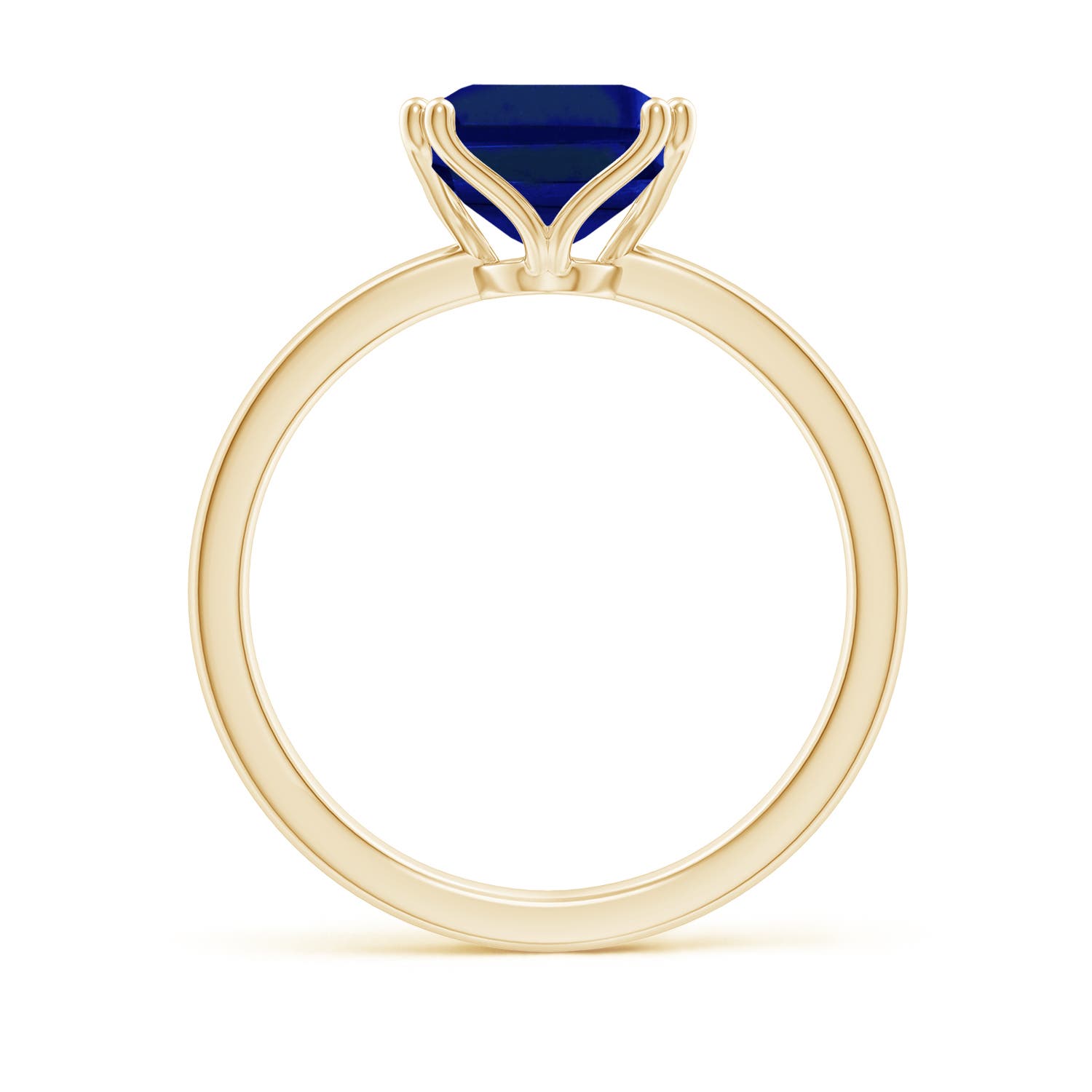 10x8mm AAAA Emerald-Cut Blue Sapphire Solitaire Classic Engagement Ring in Yellow Gold - side 2