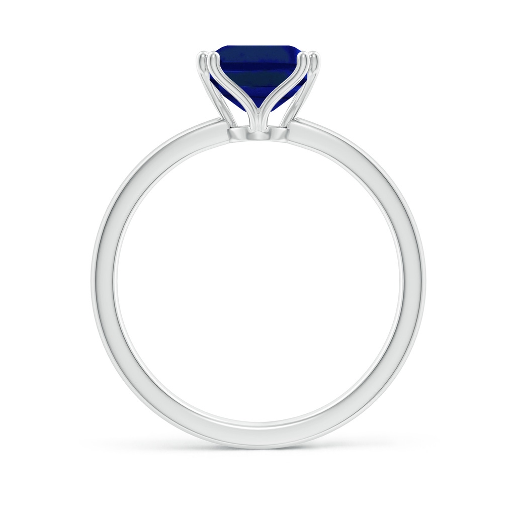 9x7mm Lab-Grown Emerald-Cut Blue Sapphire Solitaire Classic Engagement Ring in White Gold - side 199