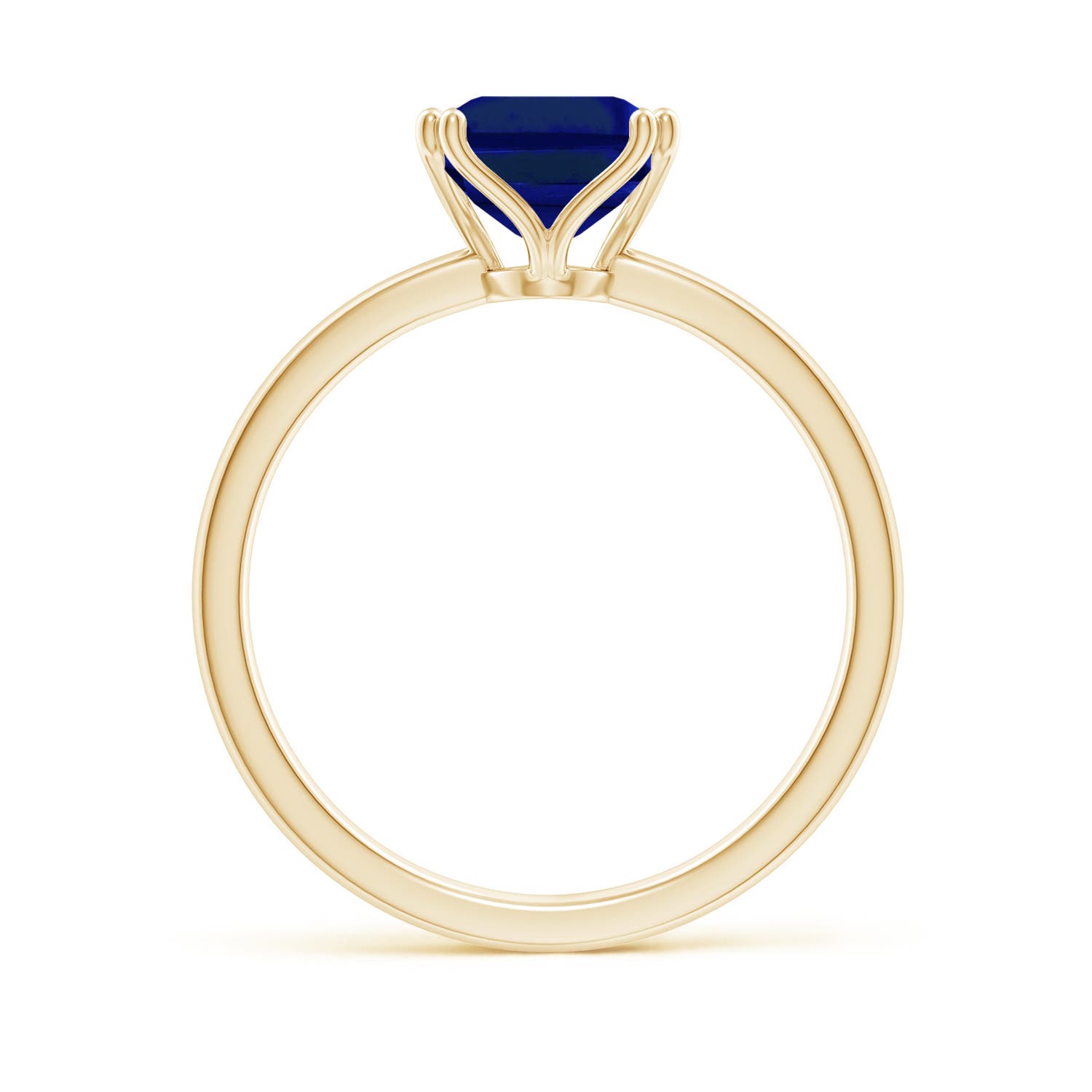 9x7mm AAAA Emerald-Cut Blue Sapphire Solitaire Classic Engagement Ring in Yellow Gold