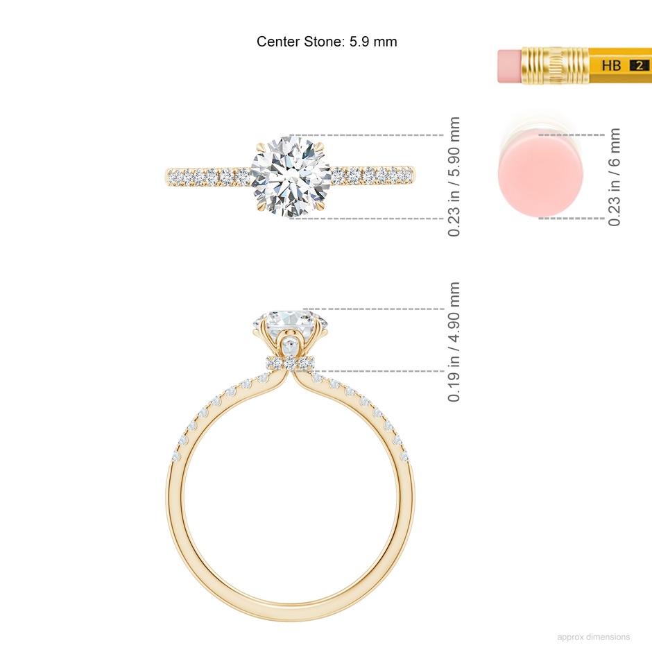 5.9mm GVS2 SR4532D-YG-GVS2-5.9 in Yellow Gold ruler