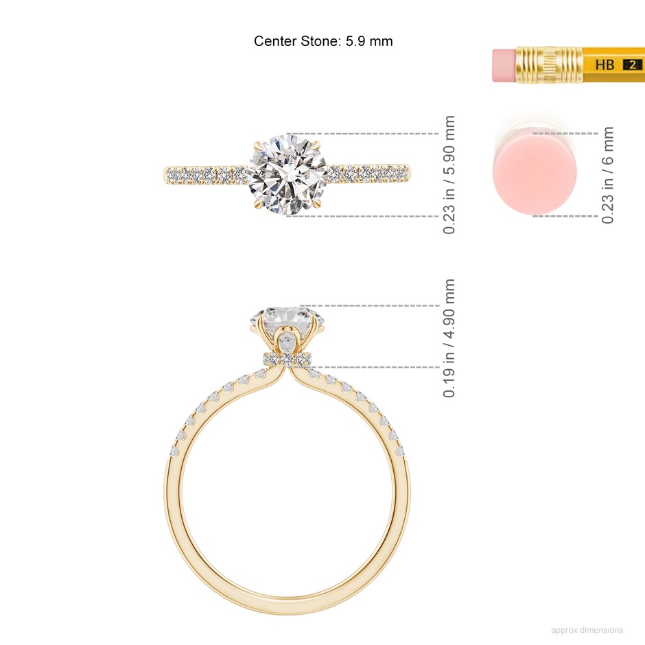 5.9mm IJI1I2 SR4532D-YG-IJI1I2-5.9 in Yellow Gold ruler