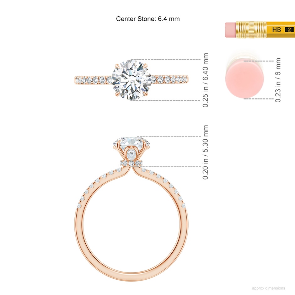 6.4mm GVS2 SR4532D-RG-GVS2-6.4 in Rose Gold ruler