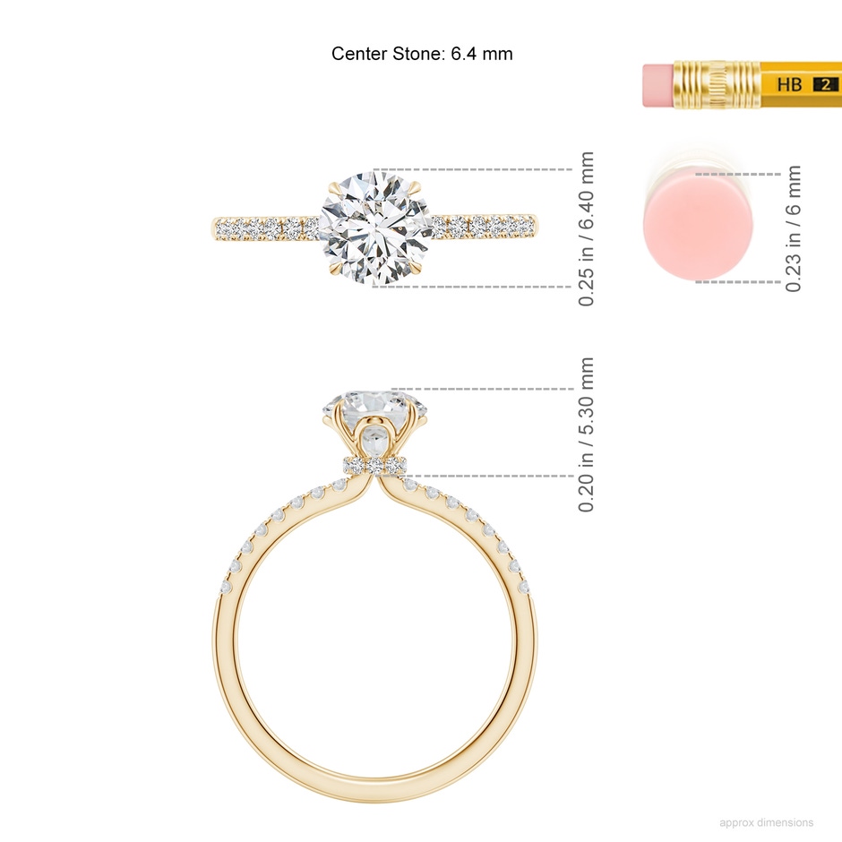 6.4mm HSI2 SR4532D-YG-HSI2-6.4 in Yellow Gold ruler