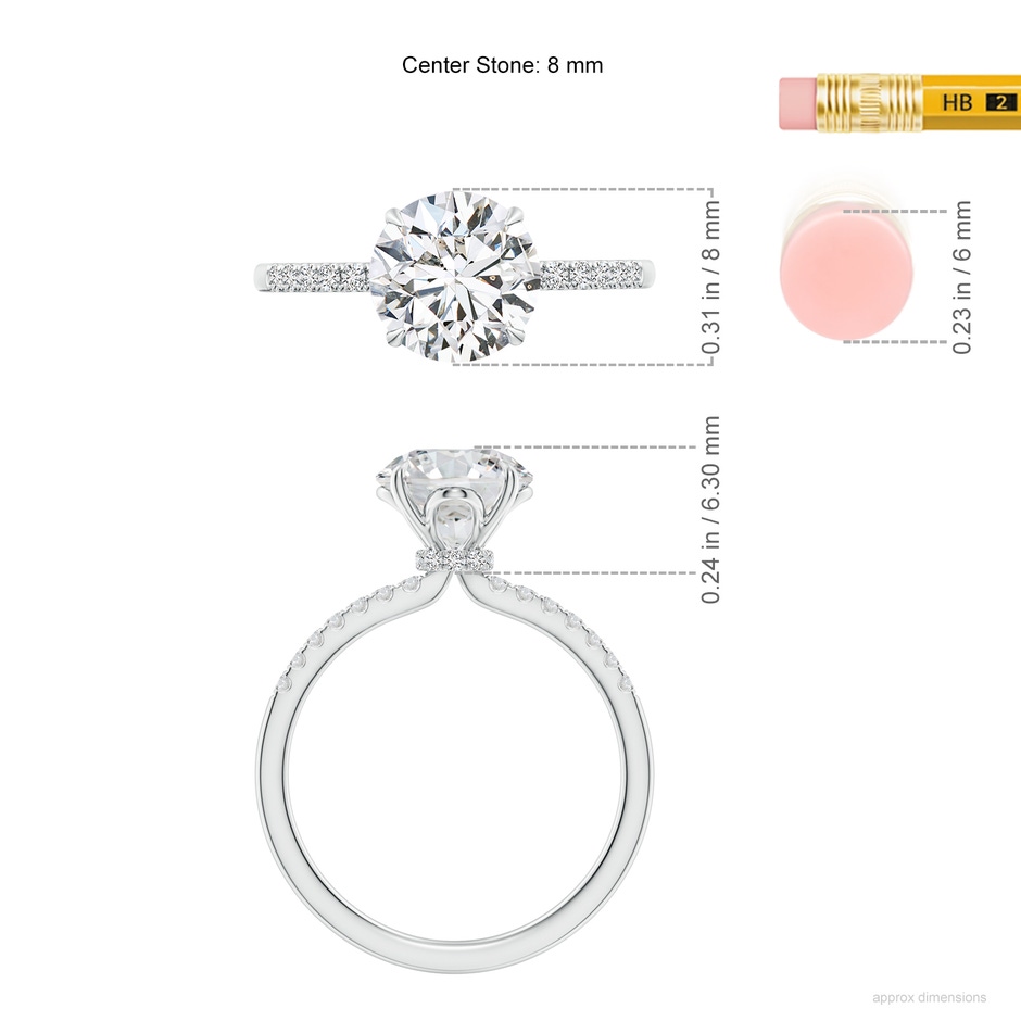 8mm HSI2 SR4532D-WG-HSI2-8 in White Gold ruler