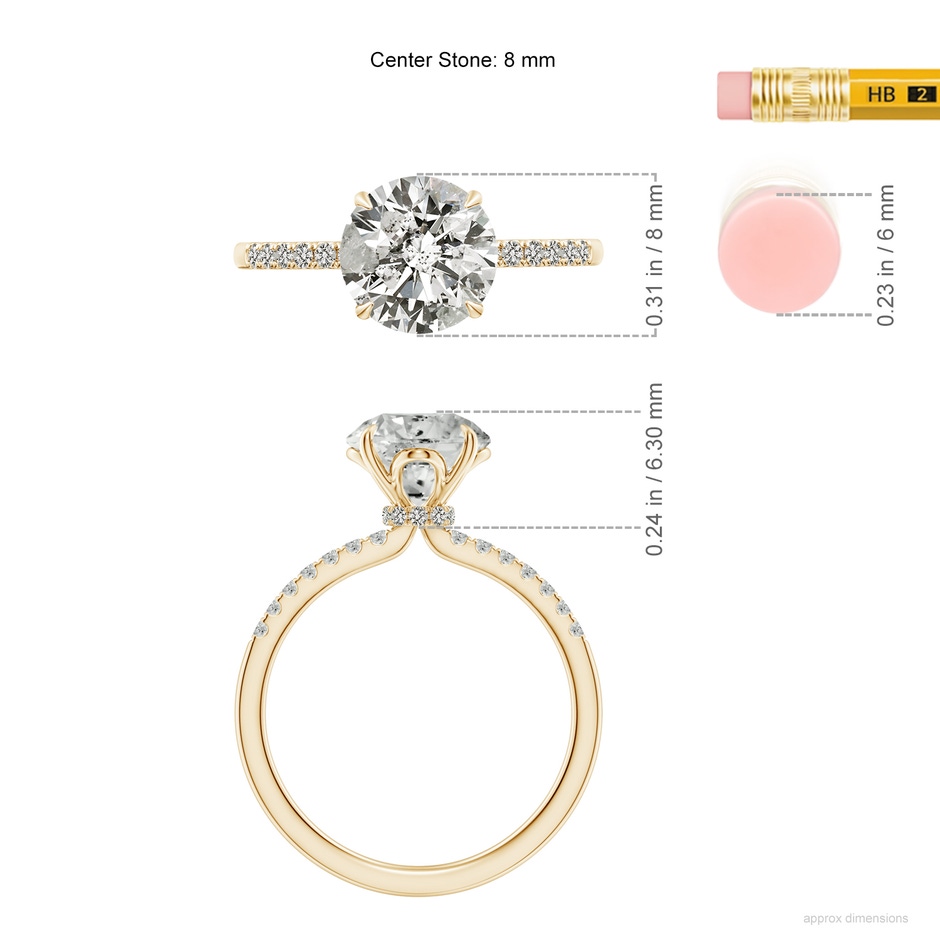 8mm KI3 SR4532D-YG-KI3-8 in Yellow Gold ruler