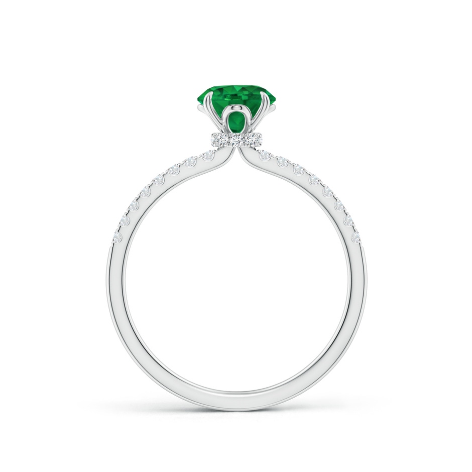 6mm AAA Round Emerald Hidden Halo Engagement Ring in White Gold side 199