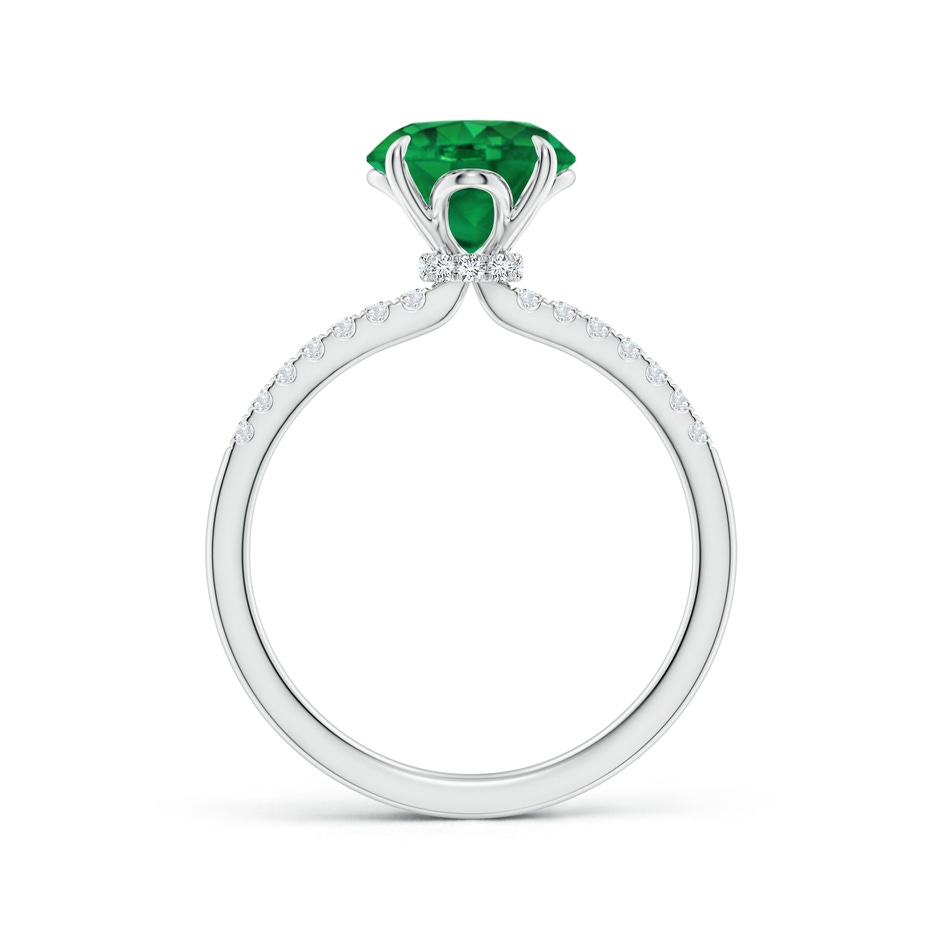 8mm AAA Round Emerald Hidden Halo Engagement Ring in White Gold side 199