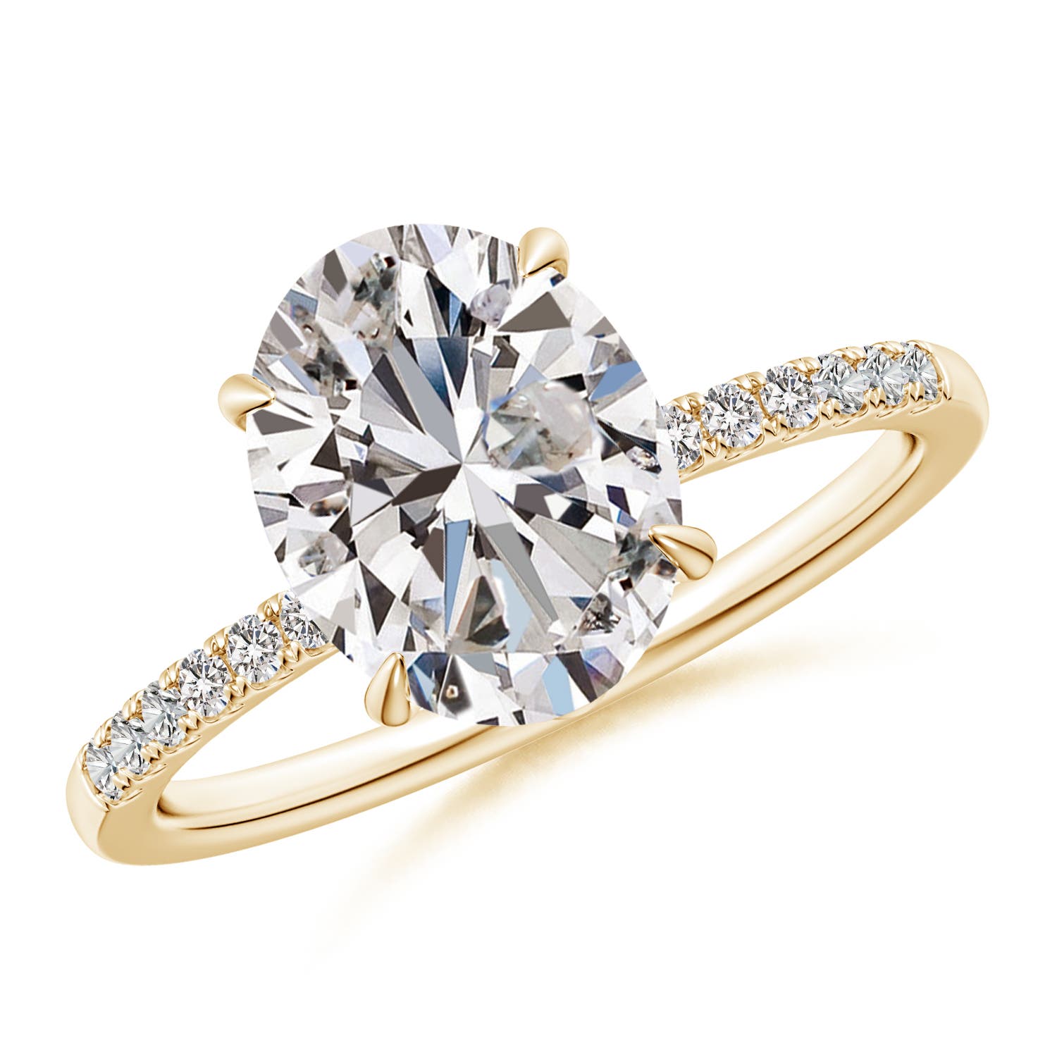 Angara 2.74 CTW Oval Diamond Hidden Halo Engagement Ring in 18K Yellow Gold