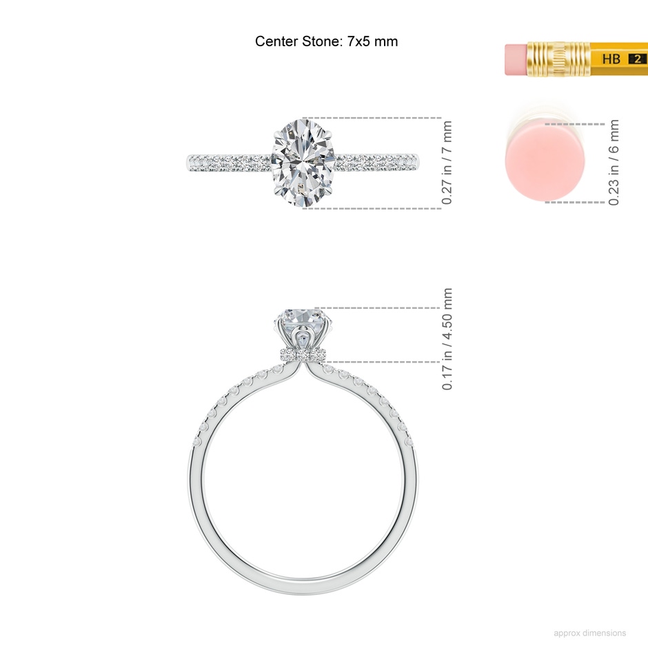 7x5mm HSI2 SR4533D-WGE-HSI2-7x5 in 18K White Gold ruler
