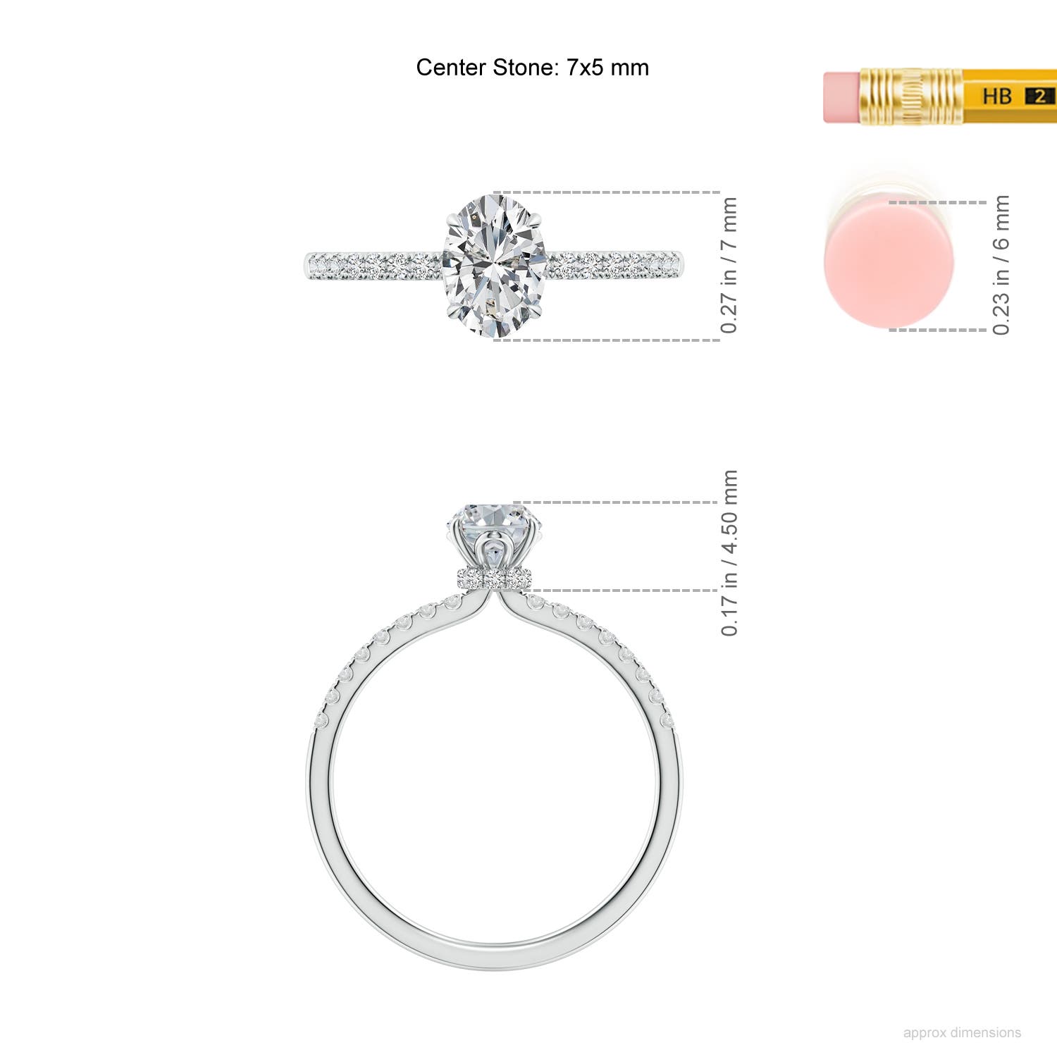 7x5mm HSI2 SR4533D-WG-HSI2-7x5 in White Gold - ruler