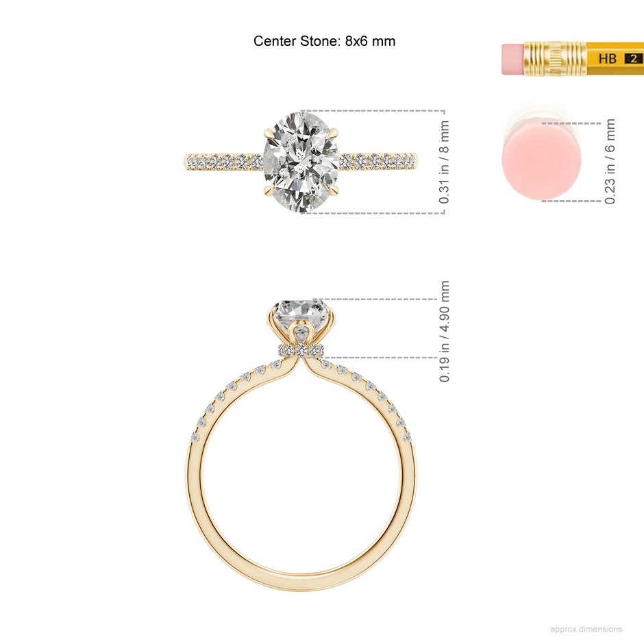 8x6mm KI3 SR4533D-YG-KI3-8x6 in Yellow Gold ruler