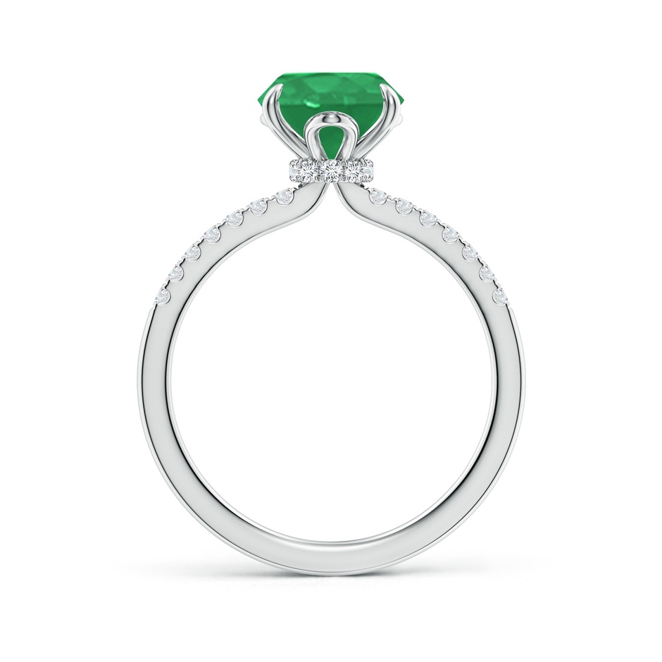 10x8mm A Oval Emerald Hidden Halo Engagement Ring in 18K White Gold side 199