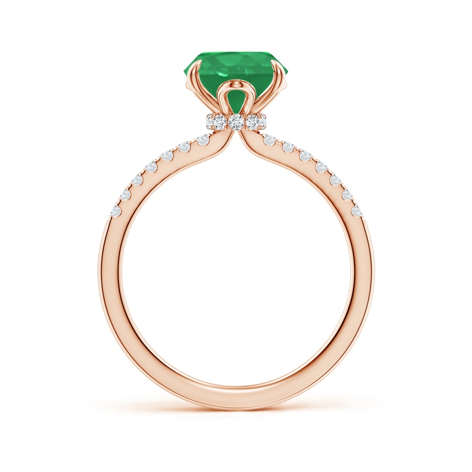 10x8mm A Oval Emerald Hidden Halo Engagement Ring in Rose Gold side 199
